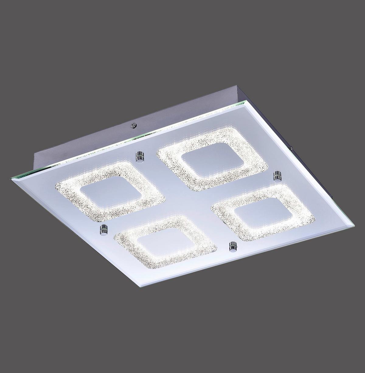 LED-Deckenleuchte Lisa max. 24 Watt - Chromfarben, KONVENTIONELL, Glas/Metall (36/36/6,3cm)