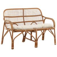 Loungsofa Nella Rattan ca. 130x93x82 cm - Weiß/Naturfarben, KONVENTIONELL, Holz (130/93/82cm) - Gardenson