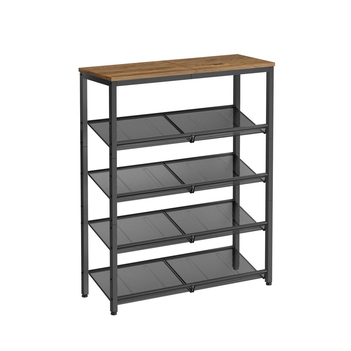 Regal Braun/Schwarz ca. 75x93x28 cm - Schwarz/Braun, Trend, Holzwerkstoff/Metall (75/93/28cm) - MID.YOU