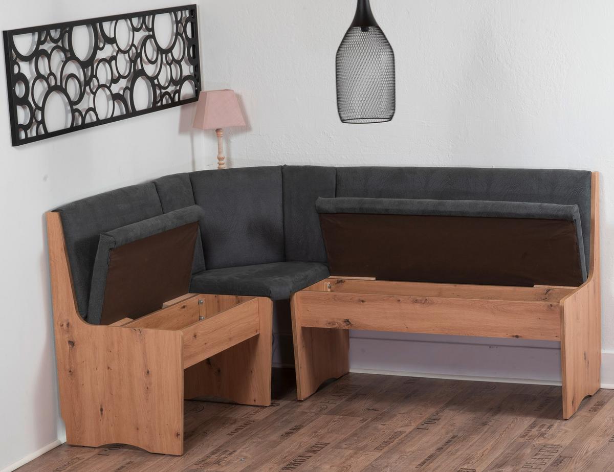 Eckbank Duisburg Grau/Eiche Artisan - Eiche Artisan/Grau, KONVENTIONELL, Holzwerkstoff/Textil (165/89/125cm) - P & B
