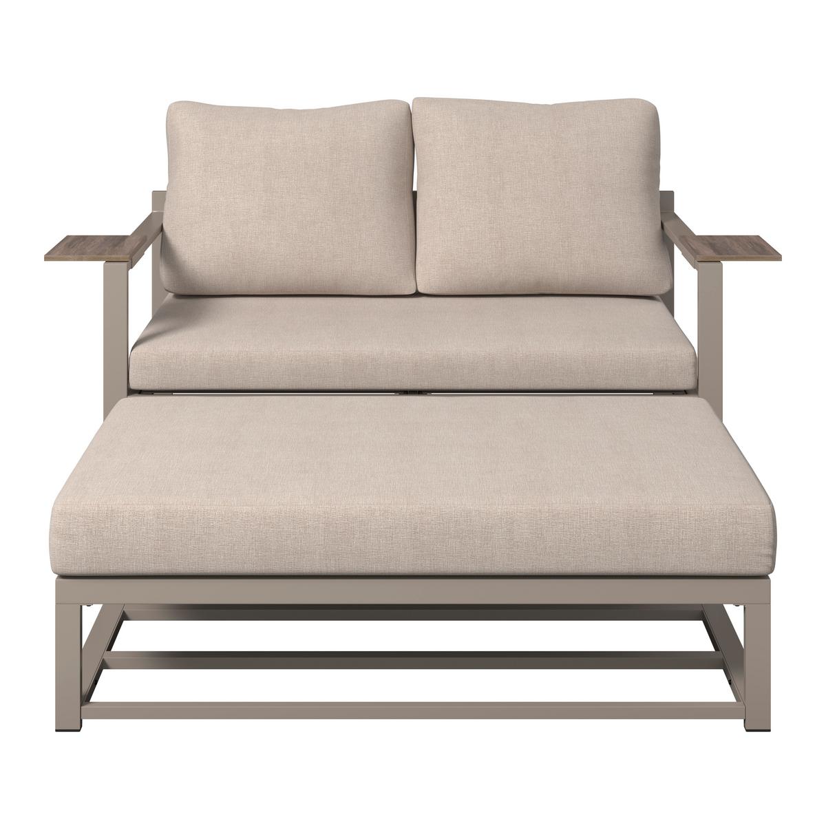 KOMPLET MEBLI TARASOWYCH ROBBIE - beżowy/ciemnoszary, Modern, tworzywo sztuczne/metal (155/65/74cm) - Ambia Garden