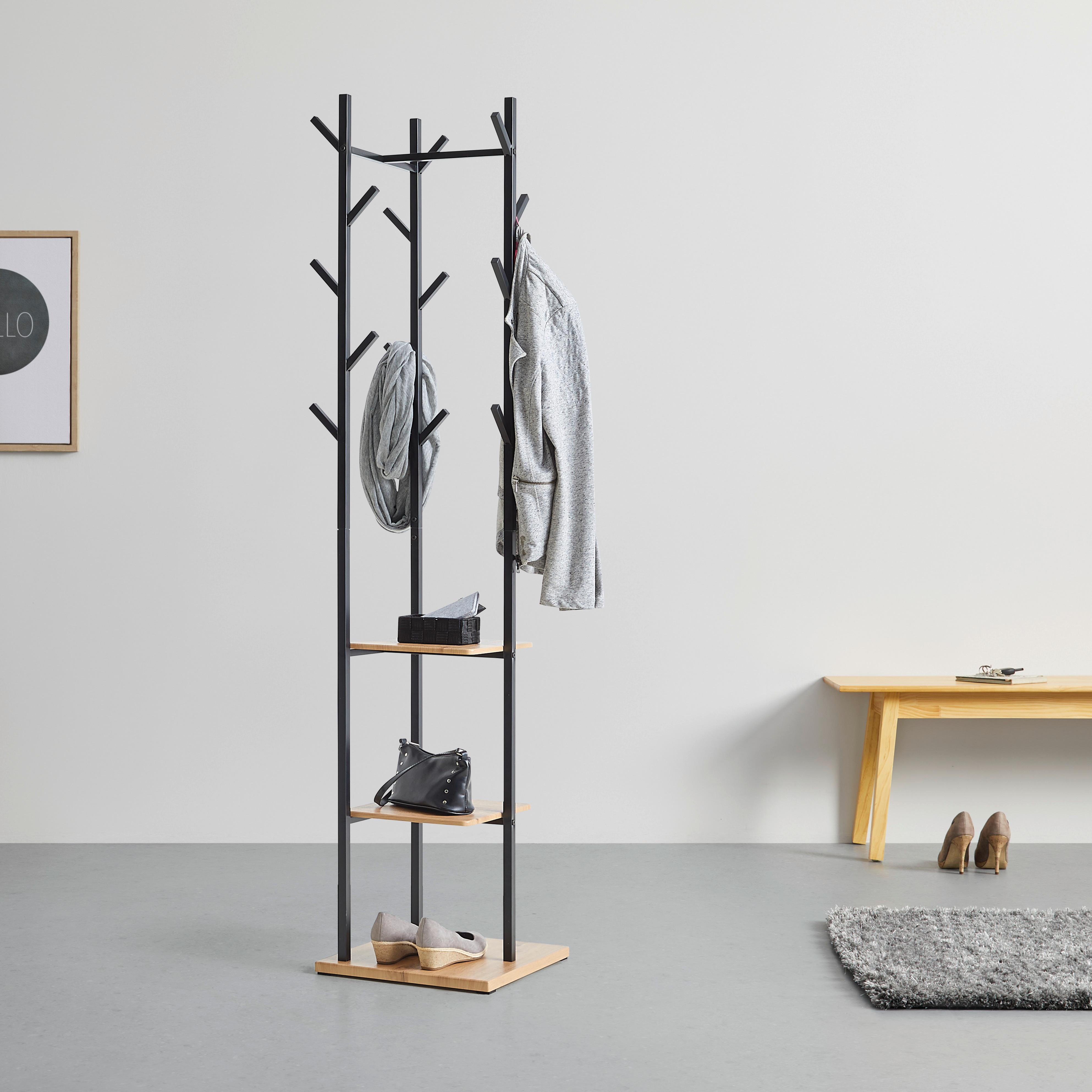 Garderobenständer Lugo Schwarz - Schwarz, MODERN, Holzwerkstoff/Metall (40/182/40cm) - Mömax
