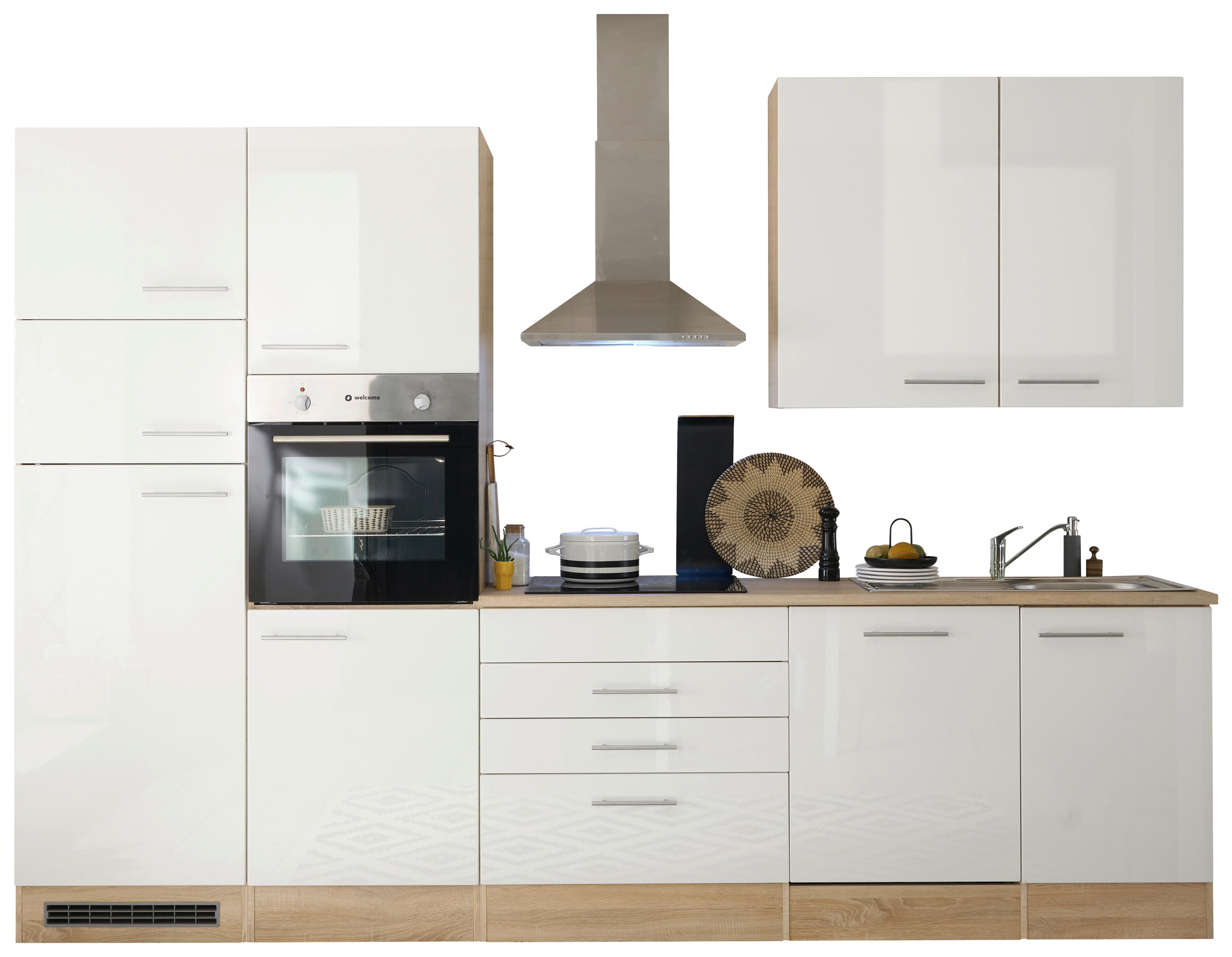 Moderen Kuhinjski Blok Brez Aparatov Laurel, Bela, Hrast - bela/hrast sonoma, Moderno, leseni material (310cm) - MID.YOU
