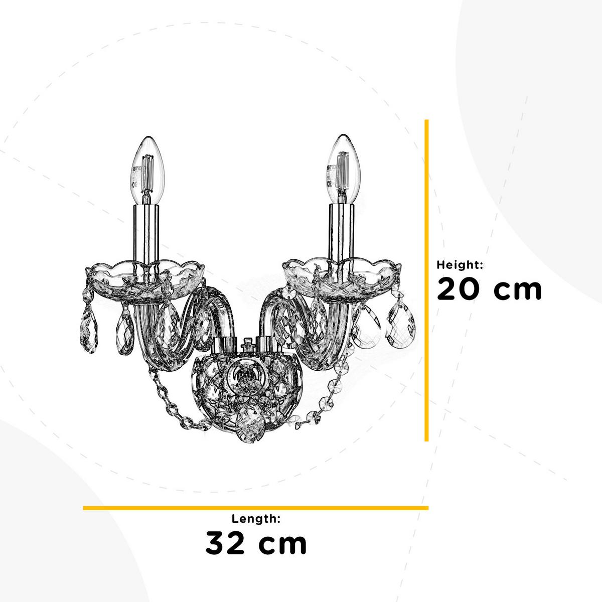 Wandleuchte Svetlana Chromfarben max. 6 Watt - Chromfarben/Transparent, KONVENTIONELL, Glas/Metall (32/30/20cm)