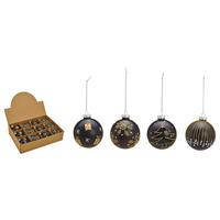 ZESTAW BOMBEK CHOINKOWYCH 10030684 - czarny/kolor złoty, Trend, szkło (8cm) - X-Mas
