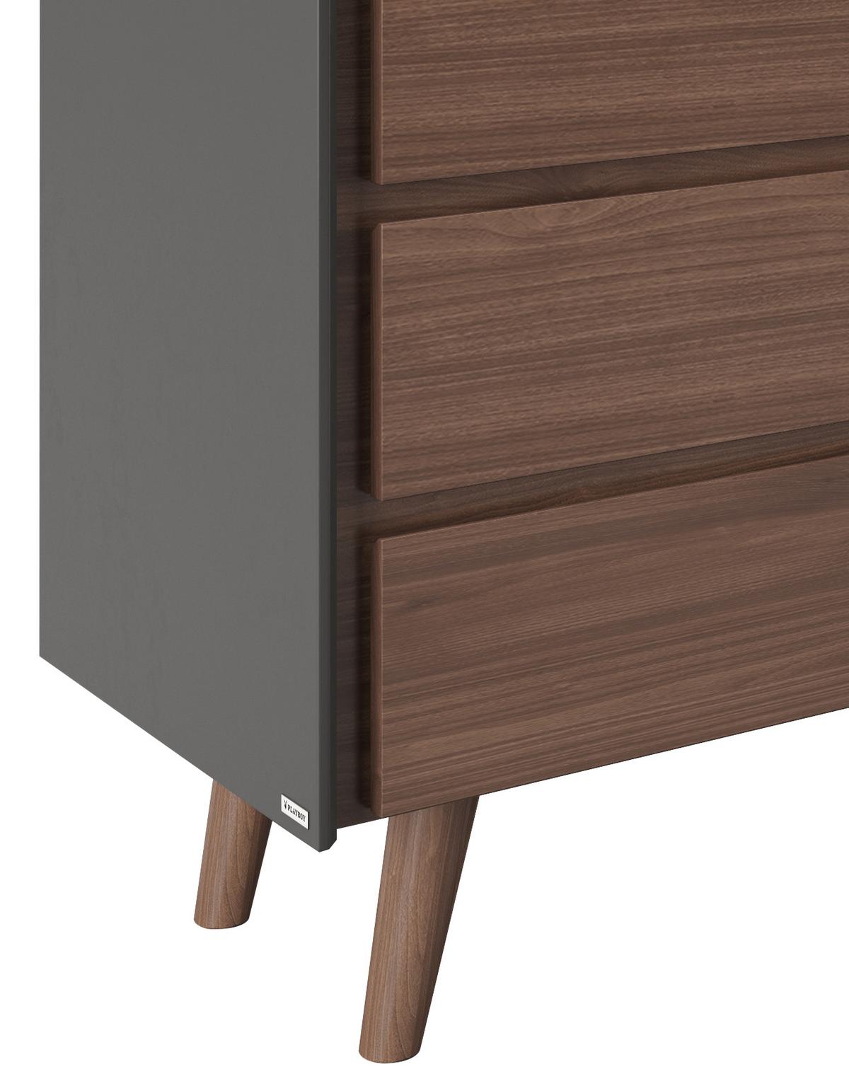 PLAYBOY Kommode Victoria ca. 100x92 cm Walnussf./Grau - Walnussfarben, KONVENTIONELL, Holz/Holzwerkstoff (100/92/42cm) - Playboy