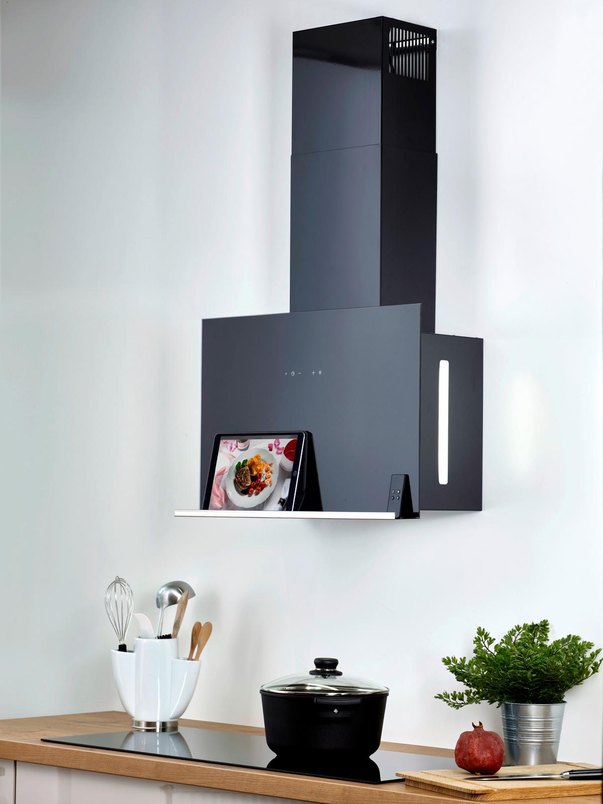 Dunstabzugshaube 101170 Schwarz - Schwarz, LIFESTYLE, Glas/Metall (59,8/84-111,5/26,5cm) - HKT