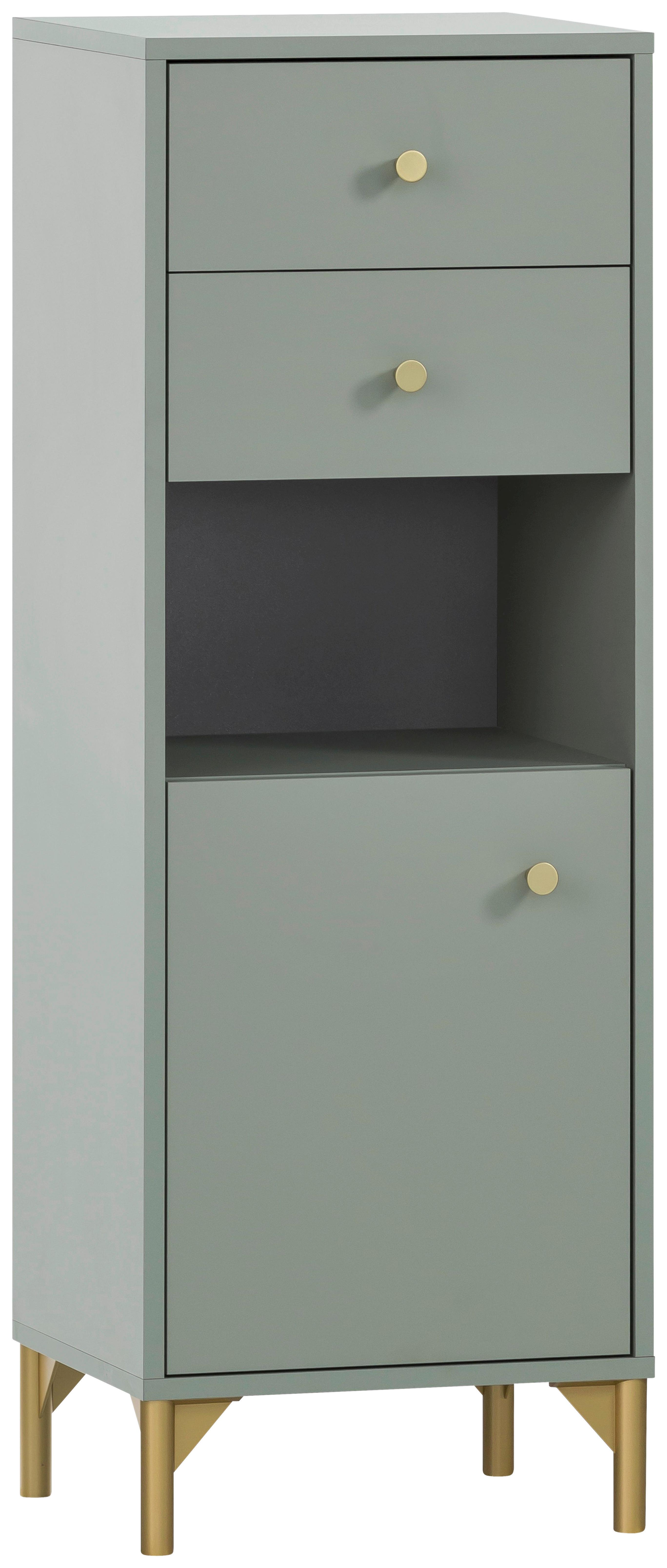Visoka Komoda Ando, Pastelno Zelena - zlate barve/pastelno zelena, Moderno, kovina/umetna masa (40,3/114,4/33,1cm) - Stylife