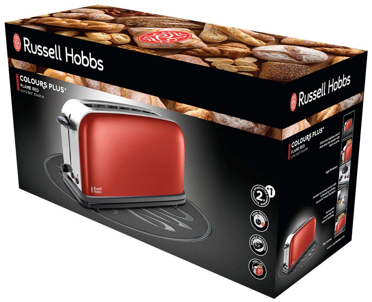 Kenyérpirító Russell Hobbs Colours Plus+ - piros, Modern, műanyag (43,8/18/22,8cm) - Russell Hobbs