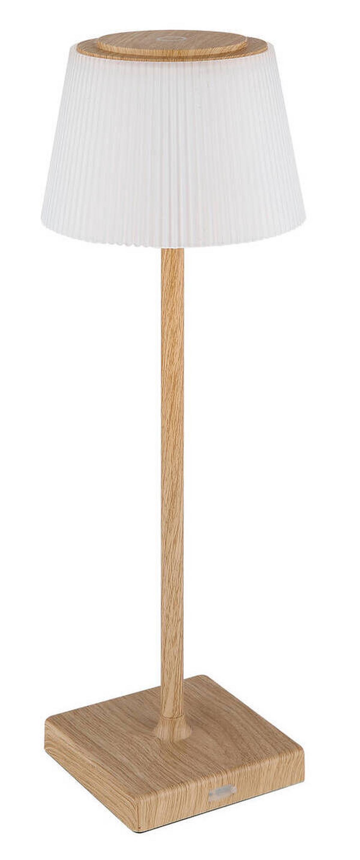 Akku-Tischleuchte Gregoir Braun/Weiß max. 4 Watt - Braun, Natur, Kunststoff/Metall (13/38cm) - Globo