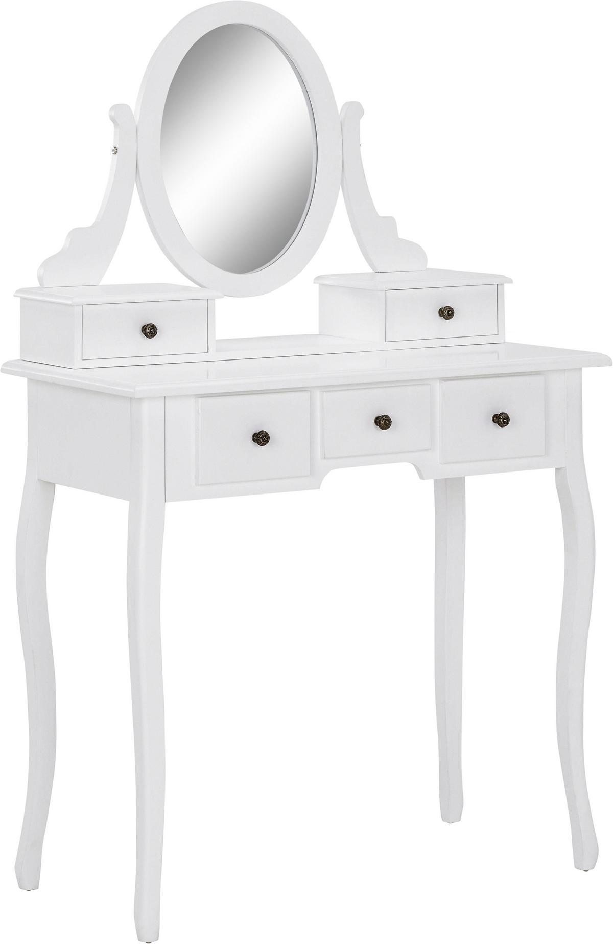 Schminktisch in Weiss - Weiss/Schwarz, Romantik / Landhaus, Glas/Holz (81/128/40,5cm) - Mömax