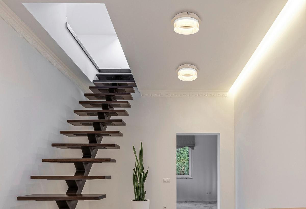 Led Stropna Svjetljka Zara - bijela/boje pijeska, Design, metal/plastika (16/7cm) - Globo