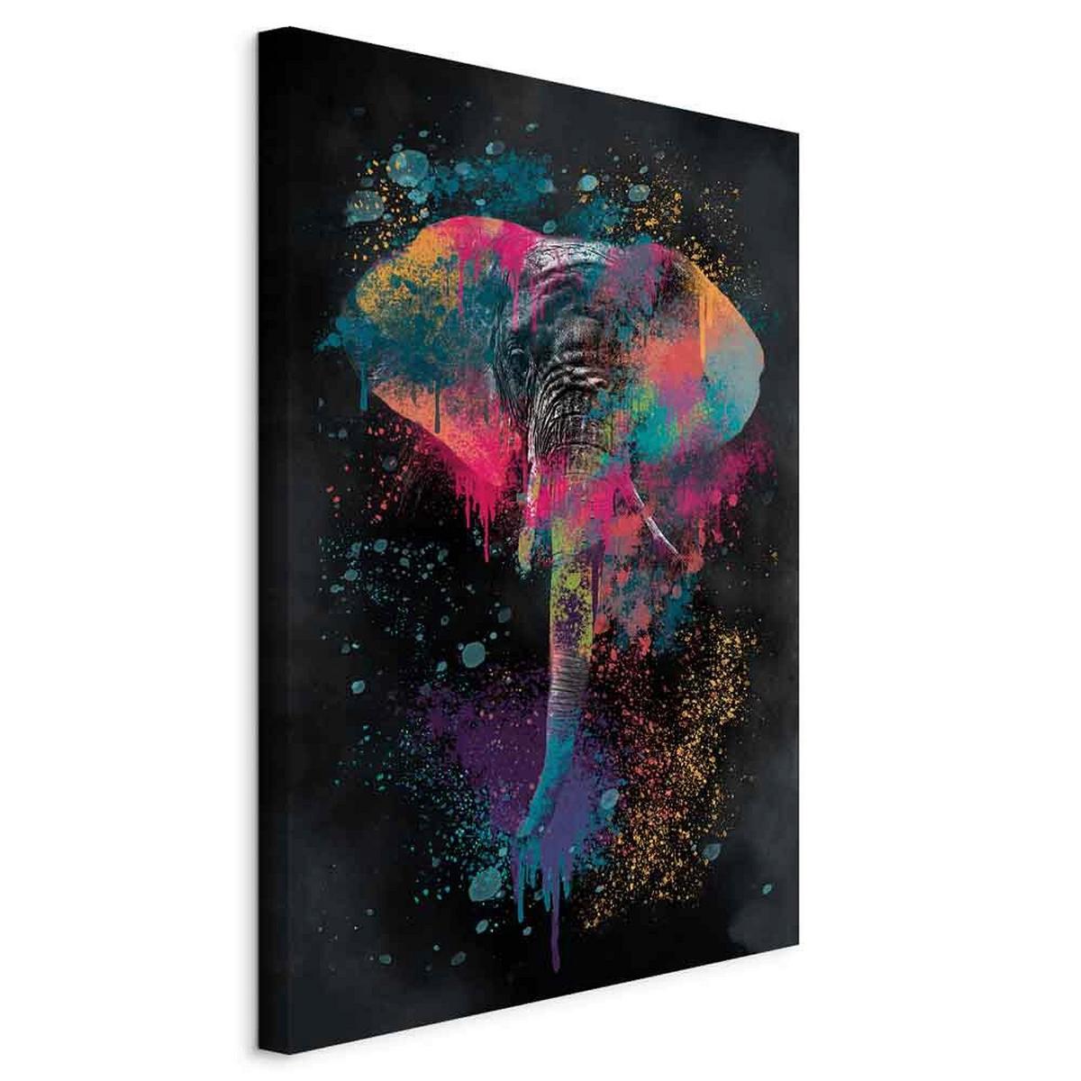 Slika Na Platnu Colorful Safari - črna/večbarvno, Basics, tekstil/les (80/120/1,2cm) - artgeist