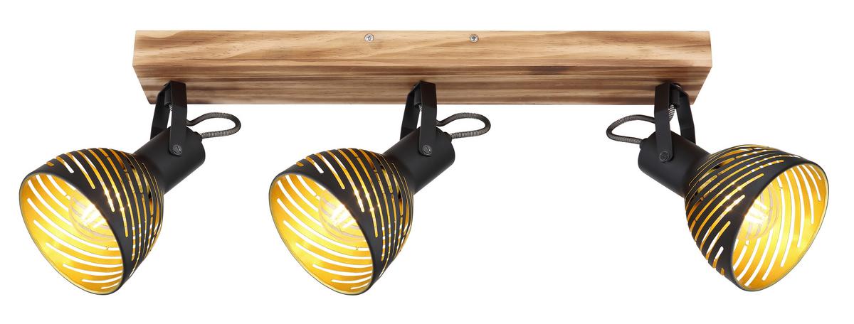 Strahler Lenna max. 40 Watt - Dunkelbraun/Goldfarben, Basics, Holz/Metall (54/12,5/25cm) - Globo