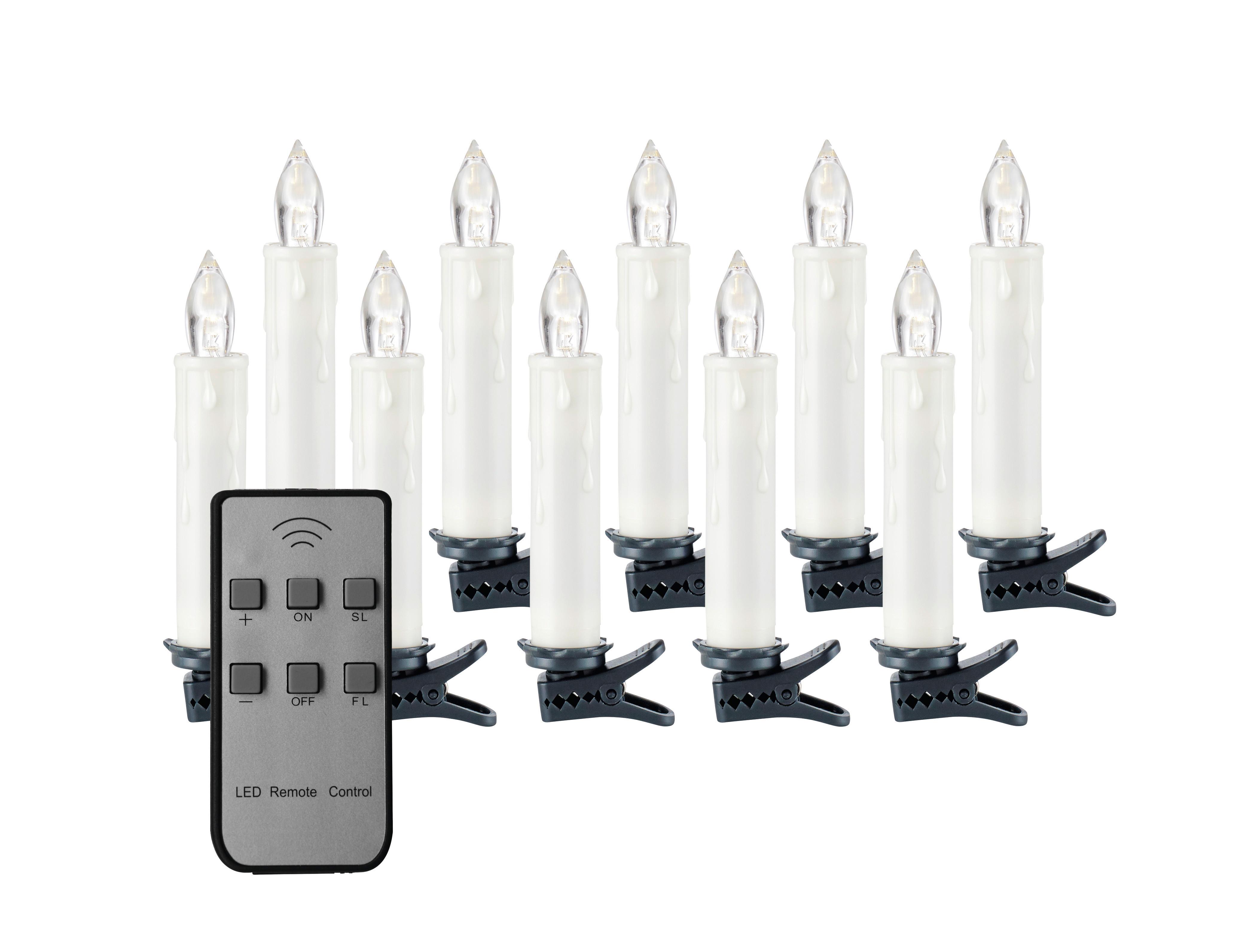 ZESTAW ŚWIEC LED 39700003SW - biały/przezroczysty, Konventionell, tworzywo sztuczne/metal (10,5cm) - X-Mas