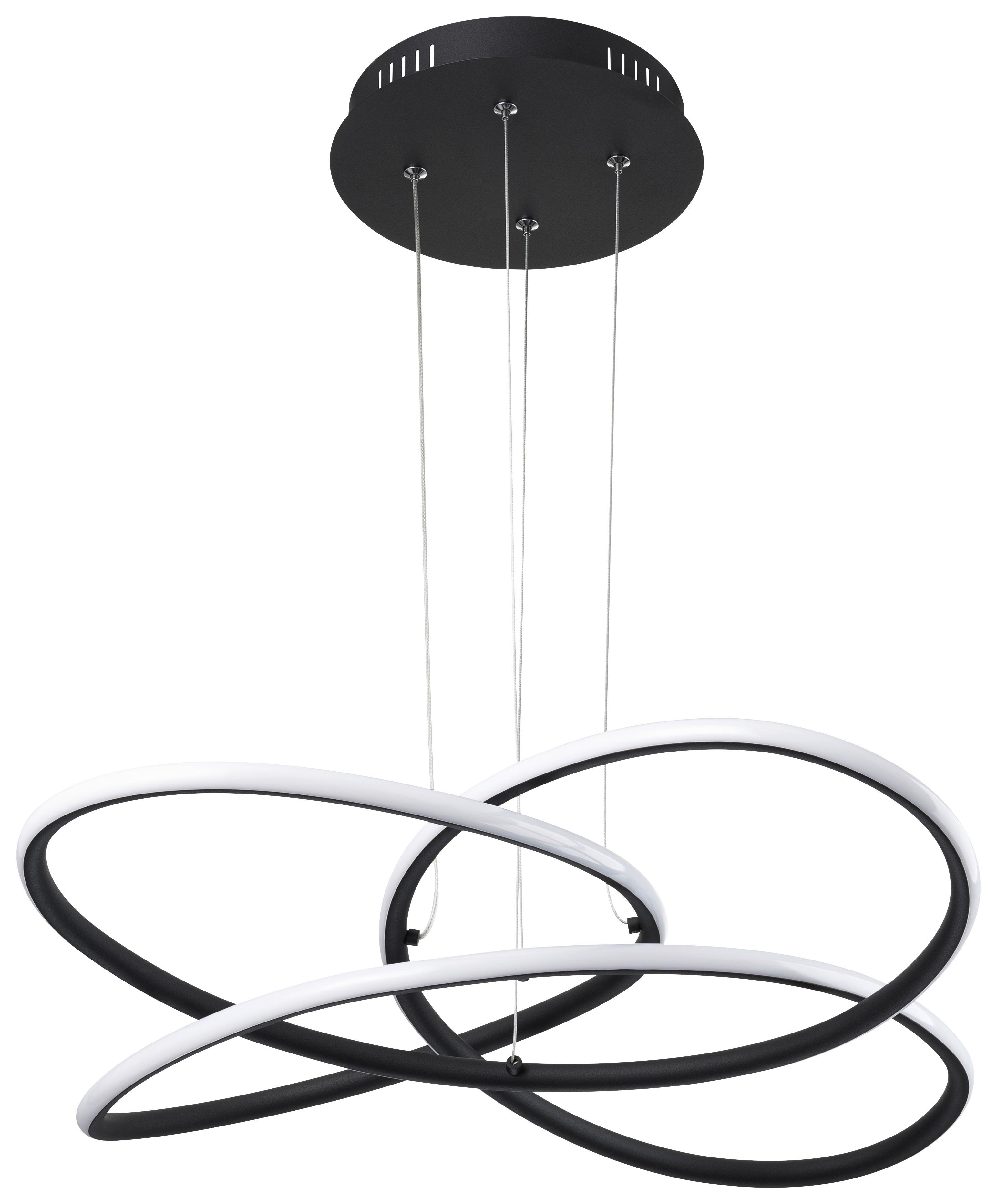 LED-Hängeleuchte Panda max. 30 Watt - Opal/Schwarz, Basics, Kunststoff/Metall (75/120cm) - Globo