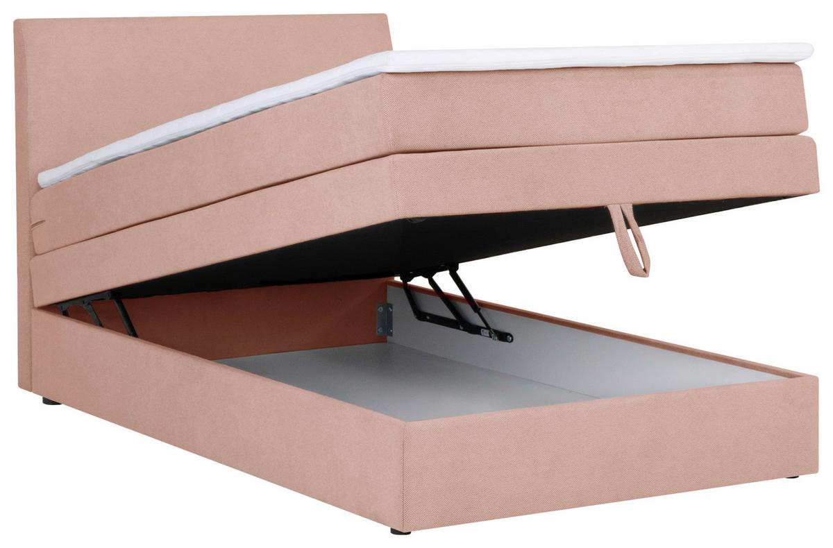 PAT BOXSPRING WICKIE - roz, Konventionell, lemn/metal (90/200cm)
