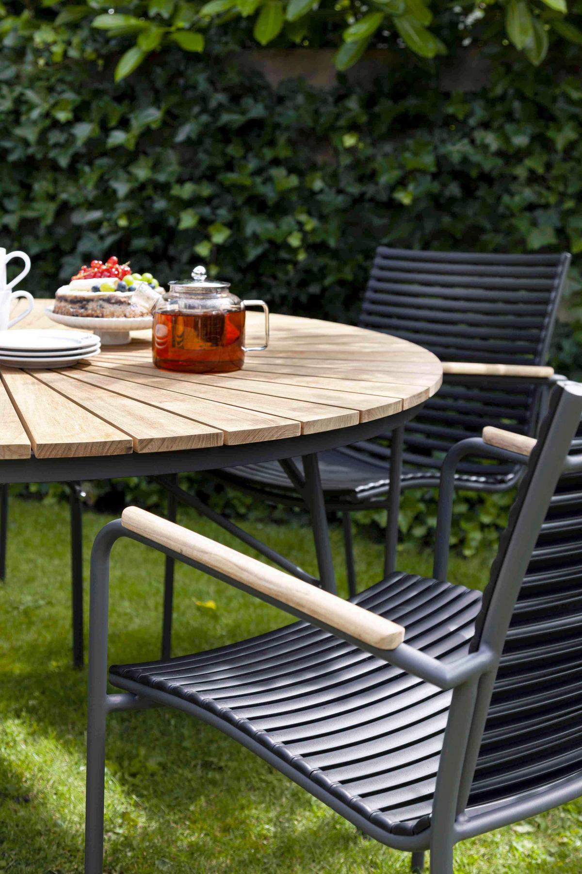 Stapelstuhl Mood Classic Anthrazit/Teakholz - Anthrazit/Schwarz, KONVENTIONELL, Holz/Kunststoff (60/84/56cm) - Gardenson
