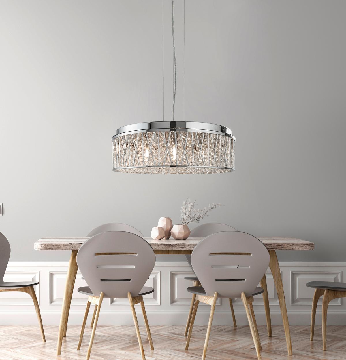 Kristály Függőlámpa Elise 8337-7cc - krómszínű, Konventionell, üveg/fém (48/135cm)