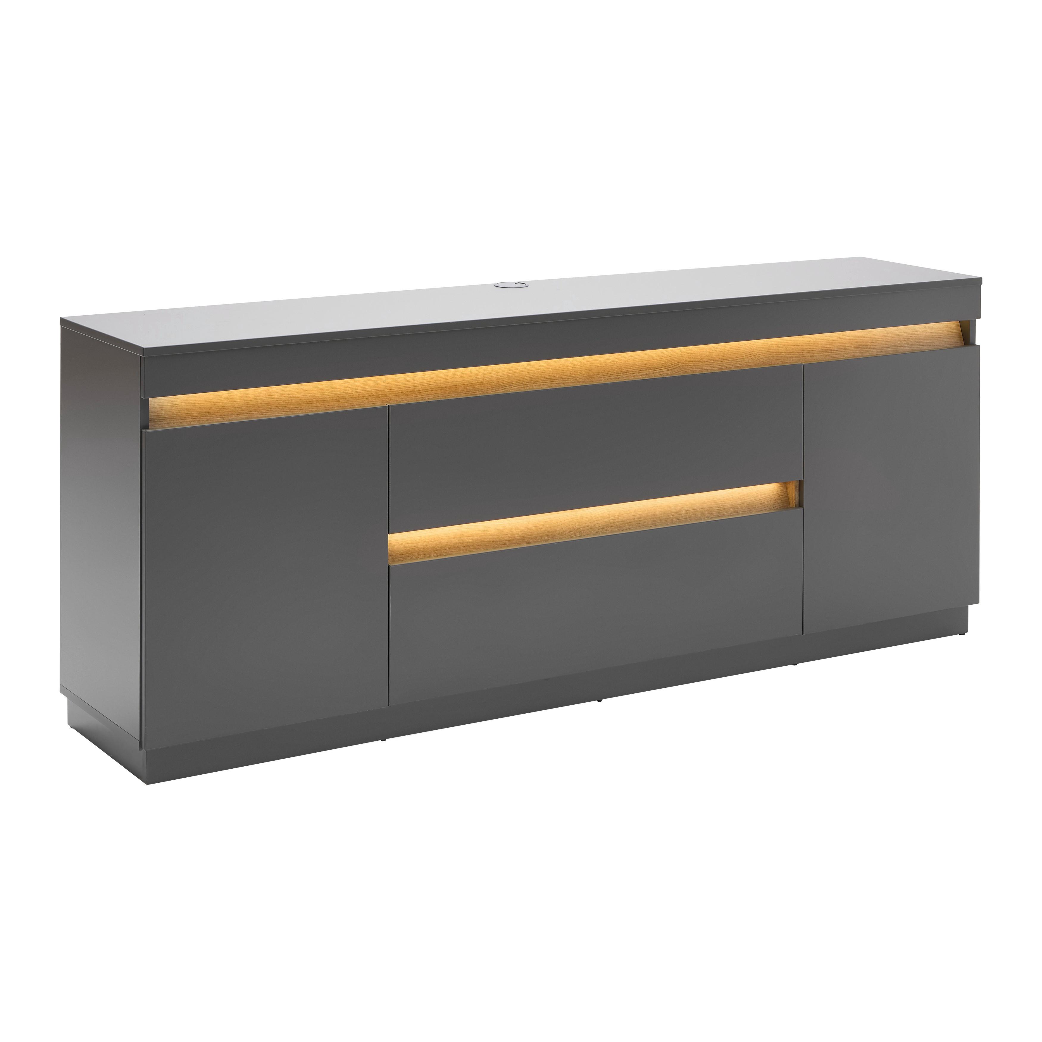 TV-ELEMENT SAMU -EXKLUSIV- - Eikenkleuren/Antraciet, Modern, Houtcomposiet/Kunststof (180/74/40cm) - Mömax