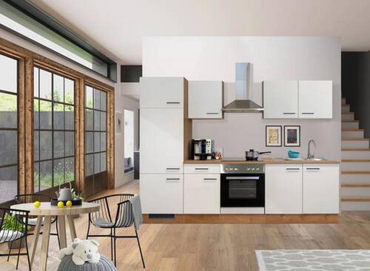Kuhinjski Blok Z Aparati Avila, Magnolija, Barva Hrasta - magnolija/črna, Moderno, kovina/leseni material (270cm) - FlexWell