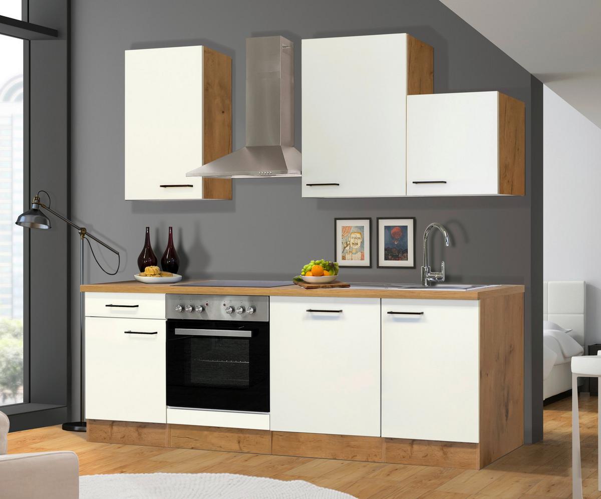 Kuhinjski Blok Z Aparati Avila, Magnolija, Barva Hrasta - magnolija/črna, Moderno, kovina/leseni material (220cm) - FlexWell