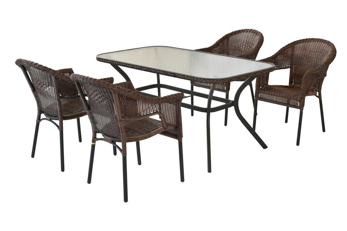 Vrtna Garnitura Ravenna, Temno Rjava, 5-Delna - temno rjava/barve grafita, Konvencionalno, kovina/umetna masa - Gardenson