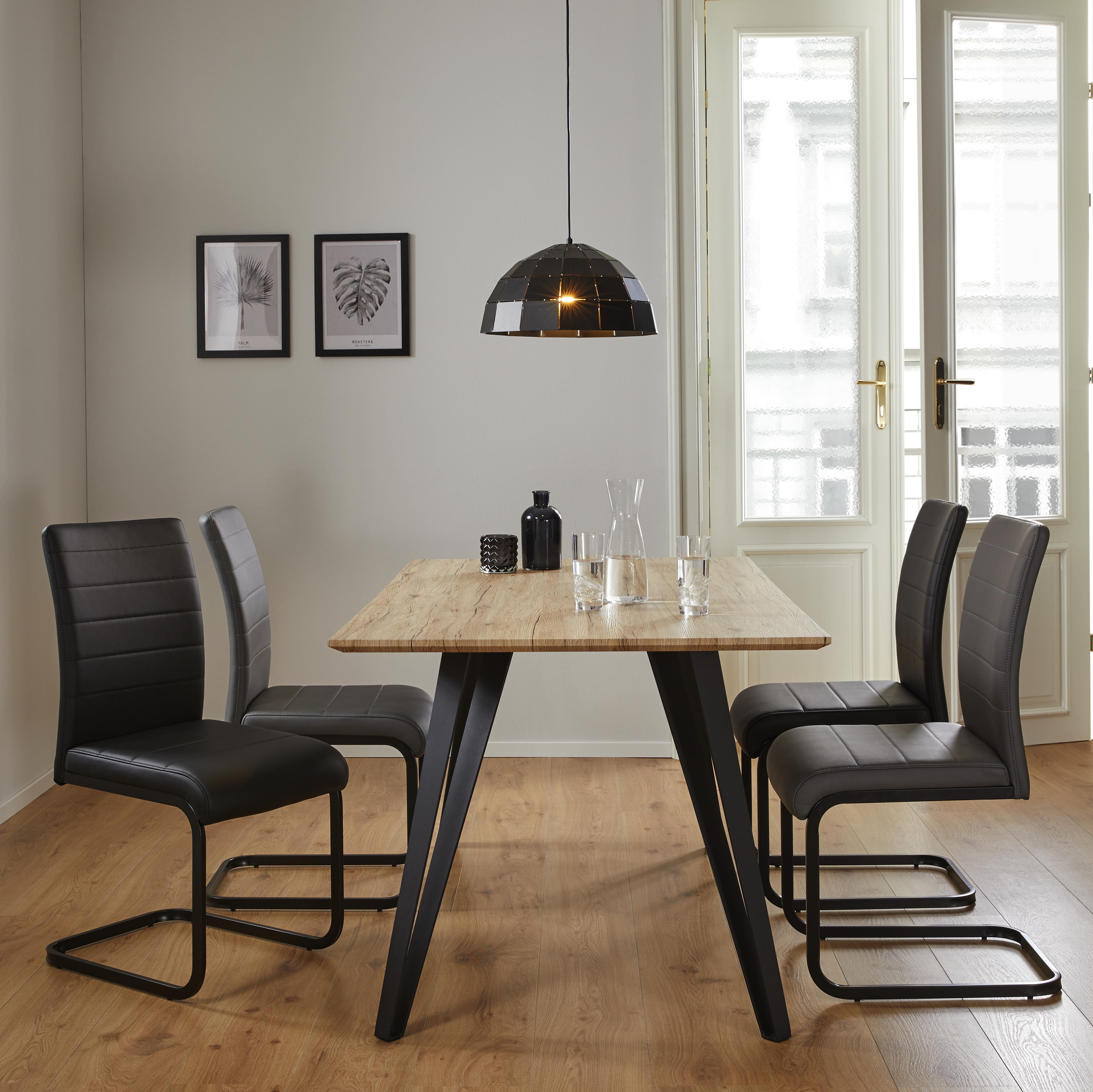 Tisch Gino ca. 160x90cm - Eichefarben/Schwarz, MODERN, Holz/Metall (160/90/76cm) - Bessagi Home