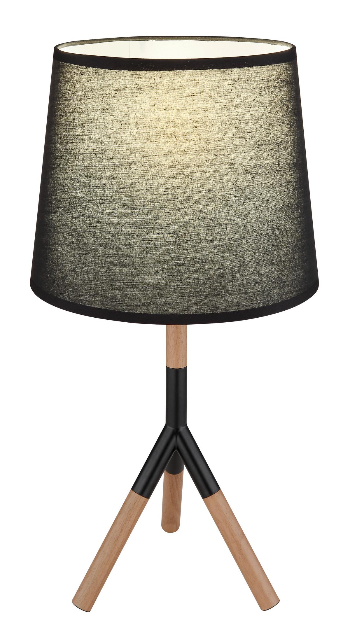 Tischleuchte TL max. 40 Watt - Schwarz/Naturfarben, Basics, Holz/Textil (25/45cm) - Globo