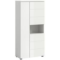 Midischrank Vira ca. 60x133x34 cm Weiß - Weiß Hochglanz/Schwarz, MODERN, Holzwerkstoff/Kunststoff (60/133/34cm) - MID.YOU