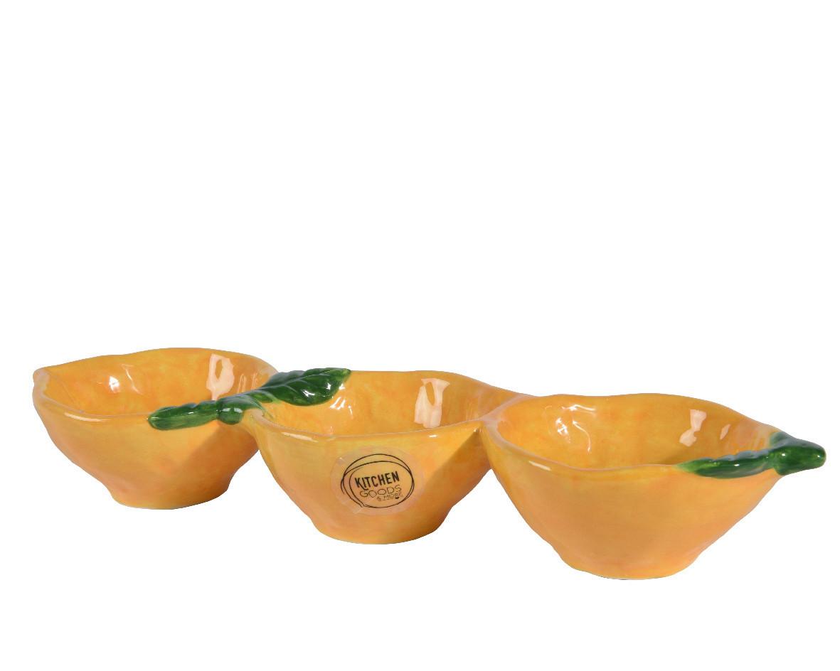 Bol Lemon - galben/verde, Basics, piatră (28/8/4cm)