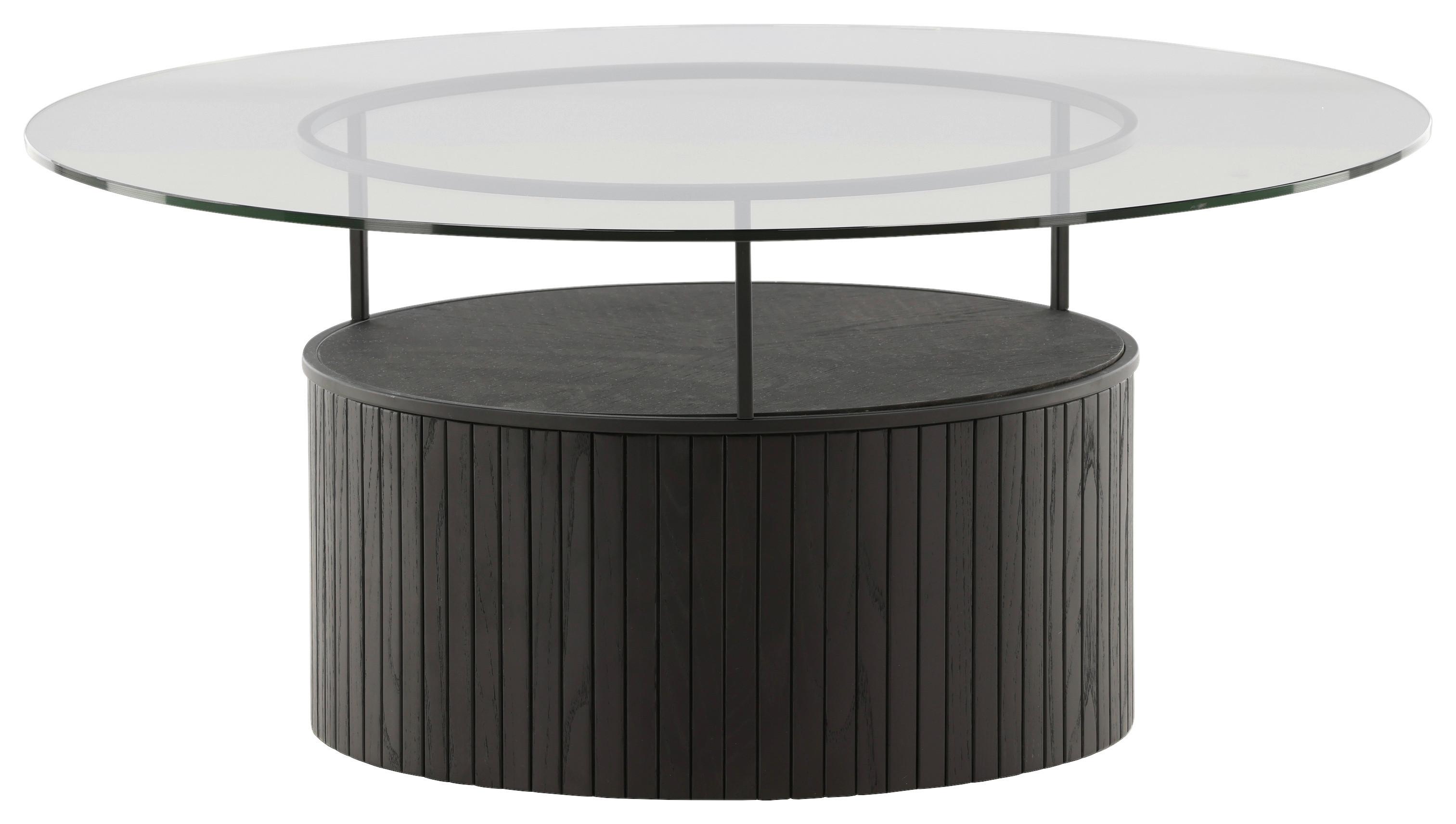 Couchtisch Bovall Ø ca. 90 cm Schwarz - Klar/Schwarz, Design, Glas/Holz (90/90/40cm) - Livetastic