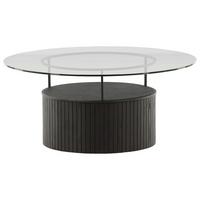 Couchtisch Bovall Ø ca. 90 cm Schwarz - Klar/Schwarz, Design, Glas/Holz (90/90/40cm) - Livetastic