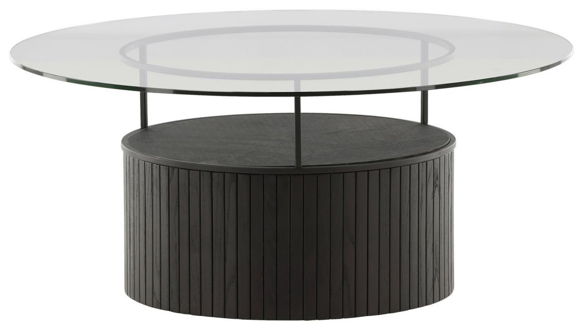Couchtisch Bovall Ø ca. 90 cm Schwarz - Klar/Schwarz, Design, Glas/Holz (90/90/40cm) - Livetastic