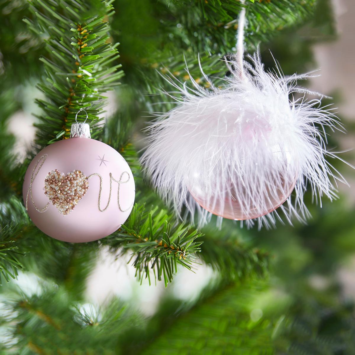 Christbaumkugel Isra in Rosa, 2 Stück - Rosa, Glas/Metall (7cm) - Modern Living