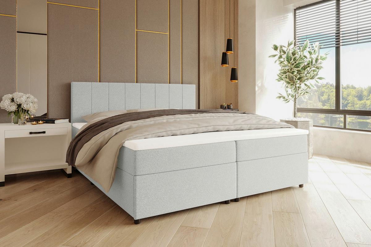 Boxbett Odin Hellgrau ca. 180x200cm - Hellgrau/Schwarz, KONVENTIONELL, Kunststoff/Textil (180/200cm) - Based