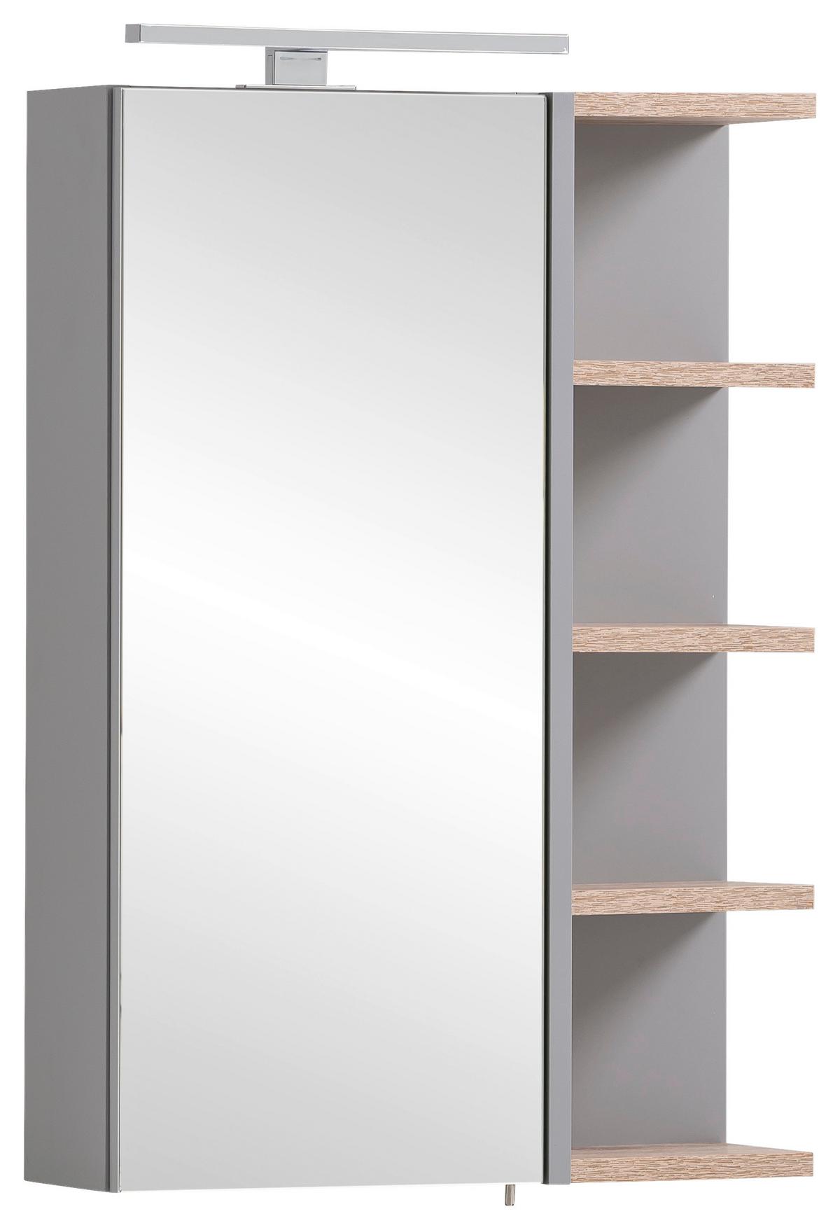 Spiegelschrank Balto Grau 1-türig mit LED - Grau, MODERN, Glas/Holzwerkstoff (50/74,4/16cm) - MID.YOU