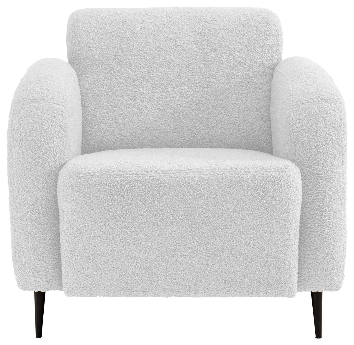 Sessel Marone Weiß Teddystoff - Schwarz/Weiß, MODERN, Textil/Metall (85/76/90cm) - Livetastic