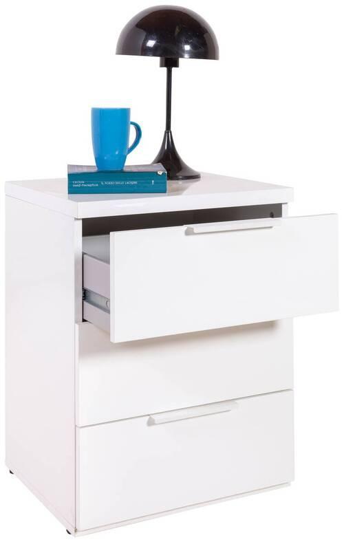 SÄNGBORD MUNDI -EXKLUSIV- - vit/vit högglans, Modern, trämaterial (49/63,5/40cm) - Mömax