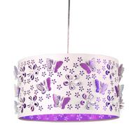 Kinderhängeleuchte Titilla Weiß/Flieder max. 22 Watt - Flieder/Weiß, LIFESTYLE, Textil/Metall (35/130cm)