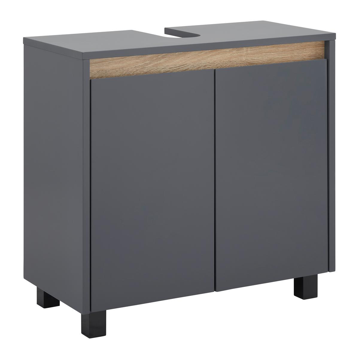 Waschbeckenunterschrank Massimo Grau ca. 60x59x30 cm - Dunkelgrau/Silberfarben, MODERN, Kunststoff (60/59/30cm) - Bessagi Home