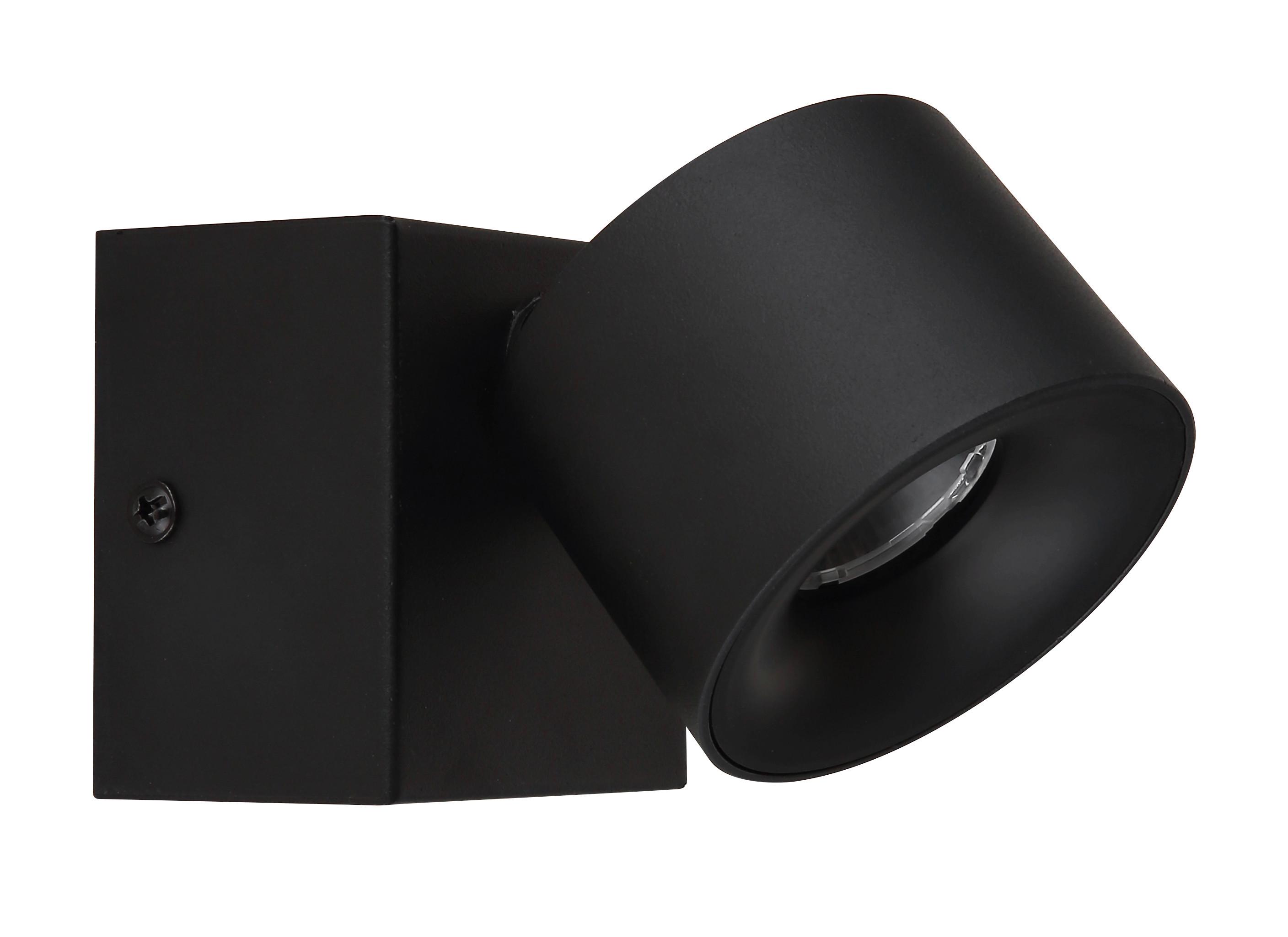 LED-Strahler Rae Schwarz max. 6 Watt - Transparent/Schwarz, Design, Kunststoff/Metall (7,2/9,5cm) - Globo