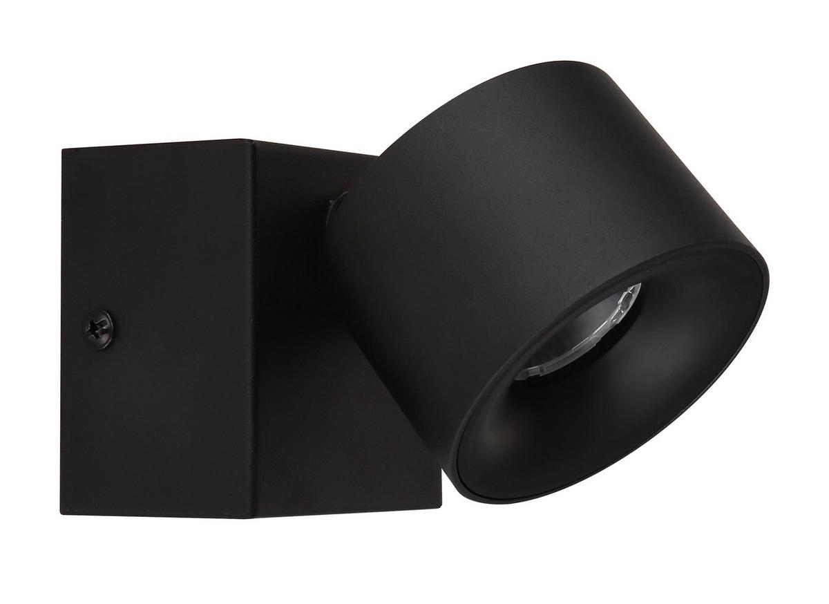 LED-Strahler Rae Schwarz max. 6 Watt - Transparent/Schwarz, Design, Kunststoff/Metall (7,2/9,5cm) - Globo