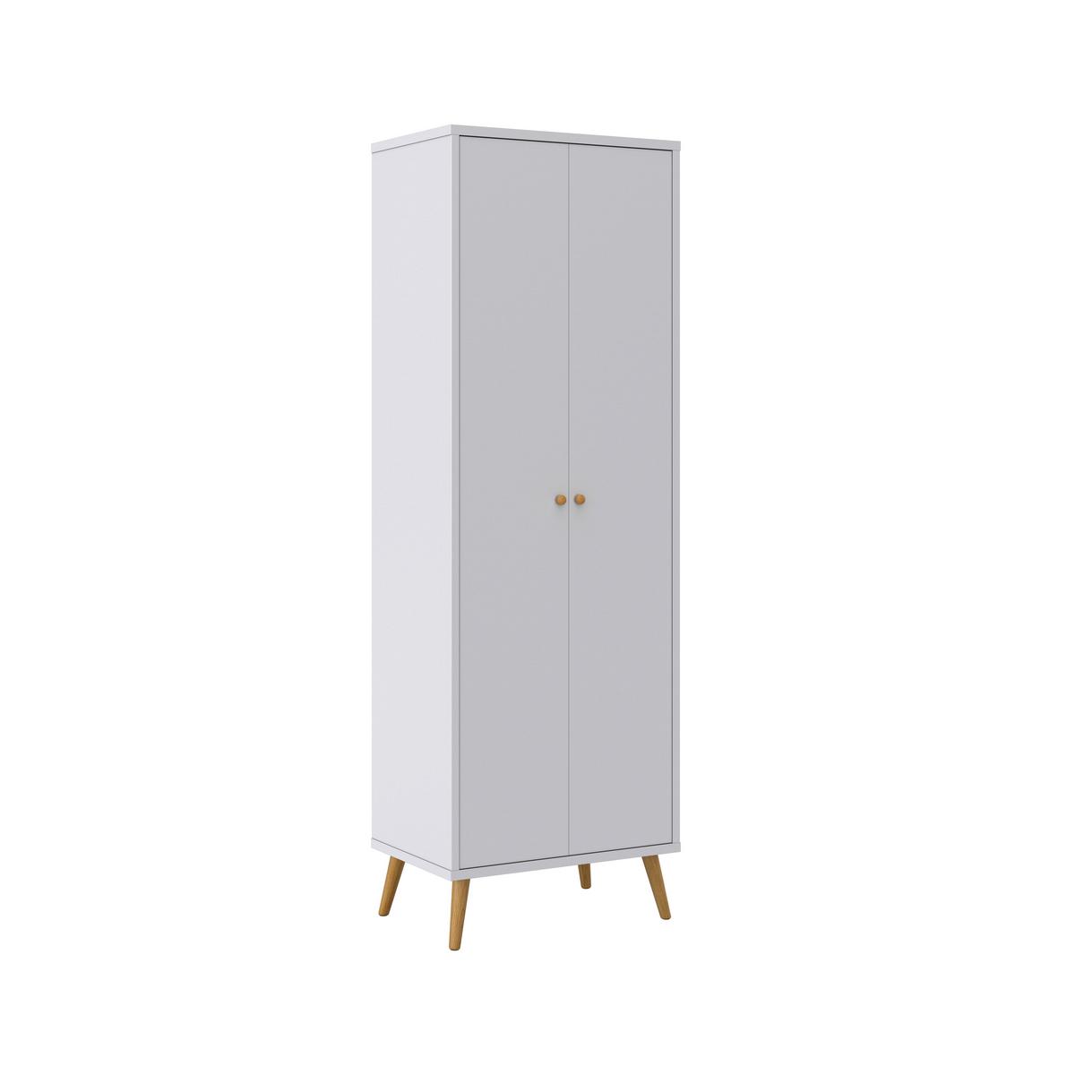DREHTÜRENSCHRANK in Weiss "Ludo" - Weiss/Naturfarben, Modern, Holz/Metall (60/180/40cm) - Bessagi Home