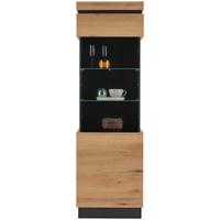 Vitrina Corte - siva/barve hrasta, Trend, umetna masa/steklo (60,1/200,5/40cm)