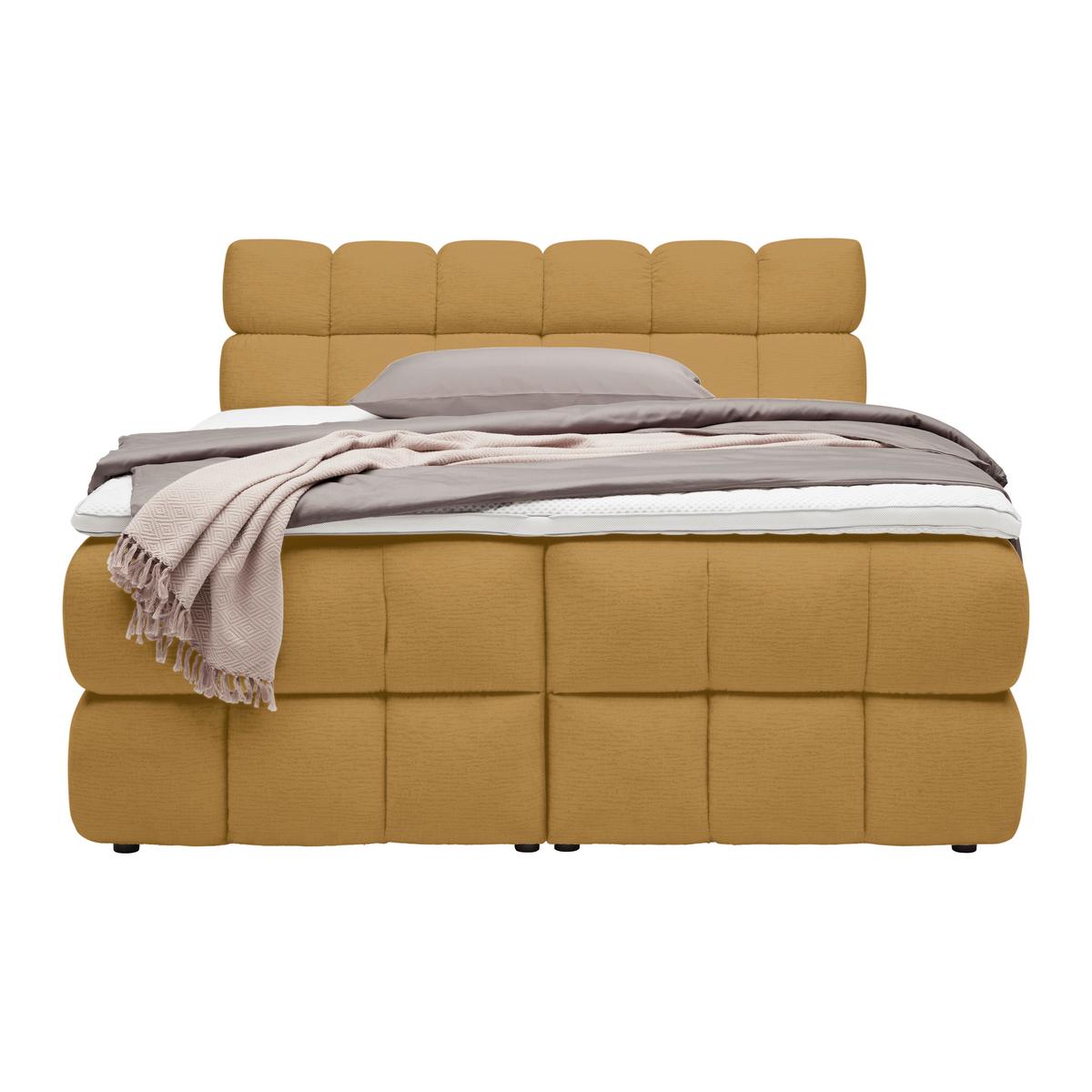 Boxspring Krevet Bubble Box - boje senfa/crna, Konvencionalno, drvo/metal (180/200cm) - Premium Living