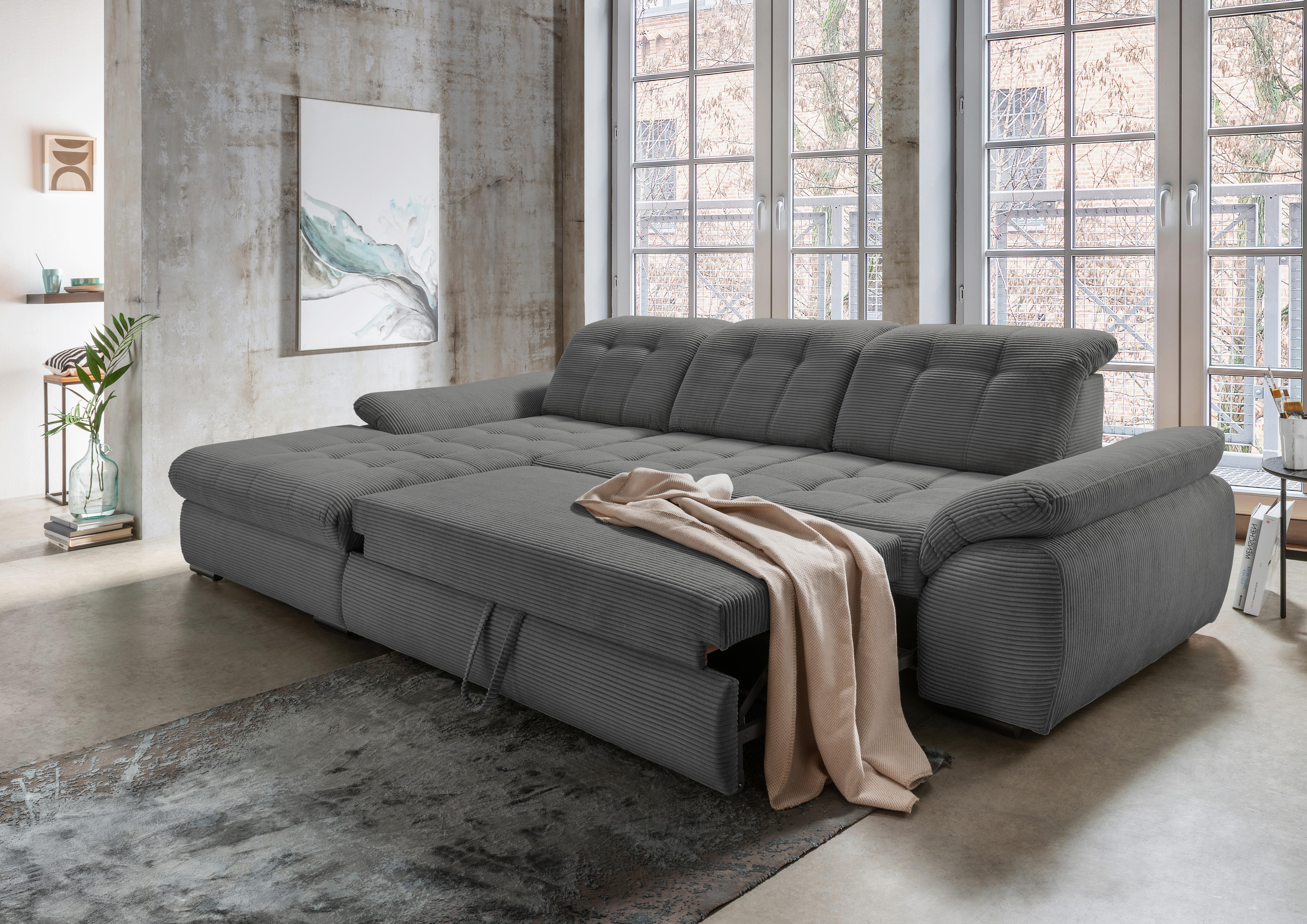 Ecksofa mit Bettkasten Rigatti ca. 184x314 cm Grau - Schwarz/Grau, MODERN, Textil/Metall (184/314cm) - Livetastic