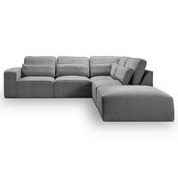 Ecksofa Lux Grau Webstoff - Schwarz/Grau, Basics, Holz/Kunststoff (305/281cm) - MID.YOU