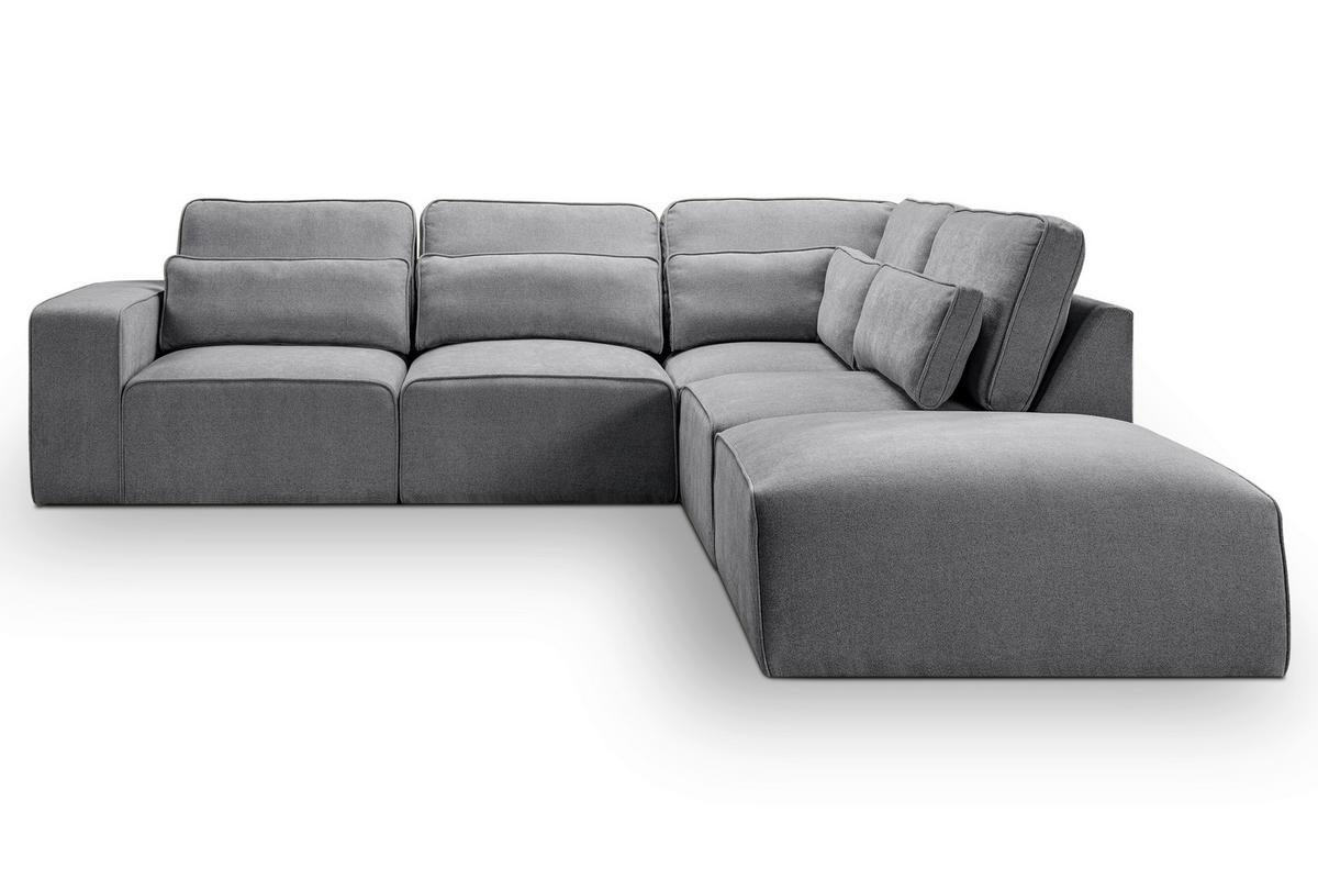 Ecksofa Lux Grau Webstoff - Schwarz/Grau, Basics, Holz/Kunststoff (305/281cm) - MID.YOU