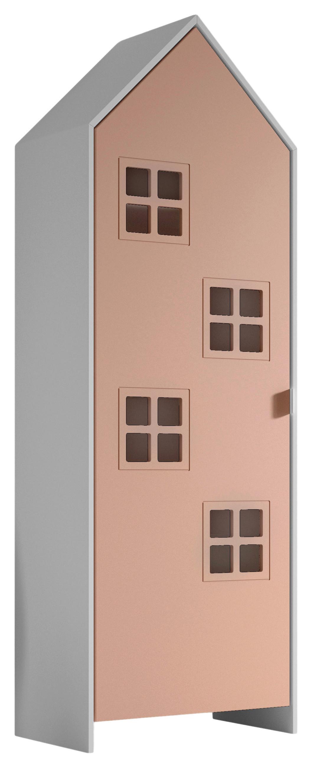 Kinderkleiderschrank Casami ca. 58x171x37 cm Weiß/Pink - Pink/Weiß, MODERN, Holzwerkstoff/Metall (57,6/171,3/37cm) - Vipack